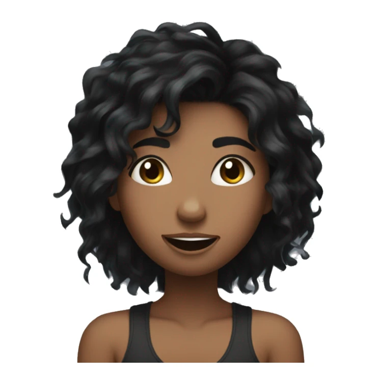 Girl blushing with Black messy hair sticker