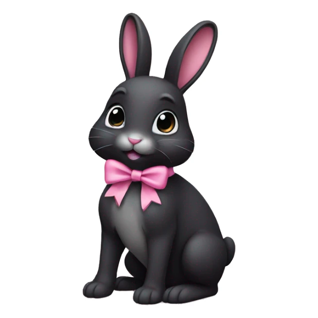 Black bunny, wearing a pink bow  sticker