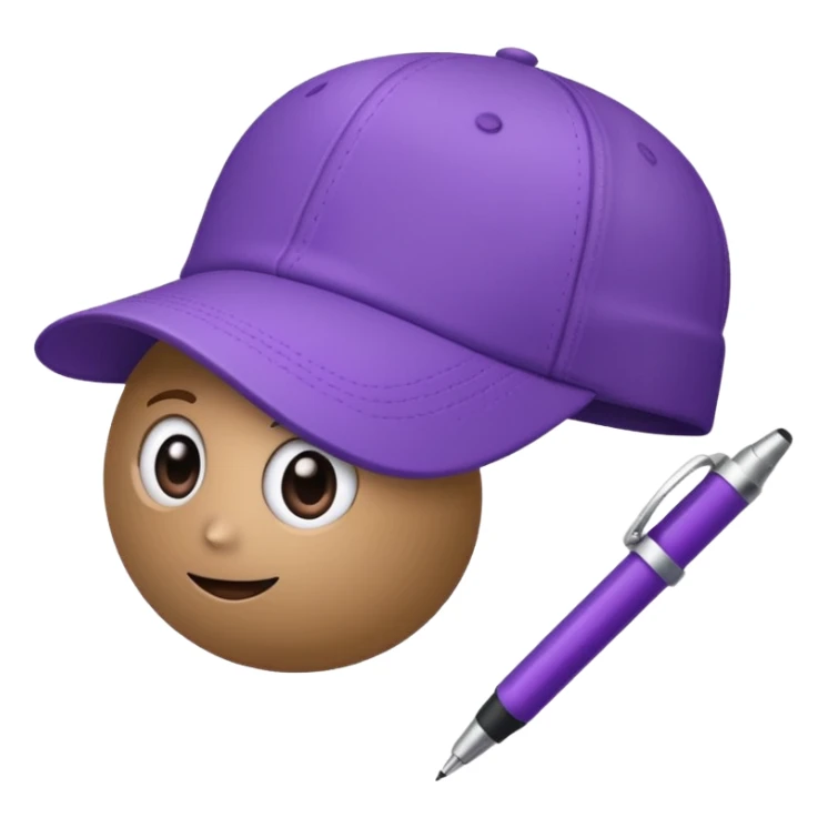 A plastic brown ball cap and the long rectangle purple. (With a pen) And looks like a BFDI style sticker