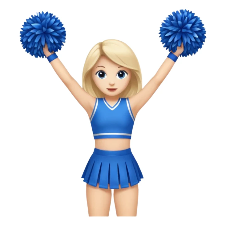 give me a full-length cheerleader with blue pom poms  sticker