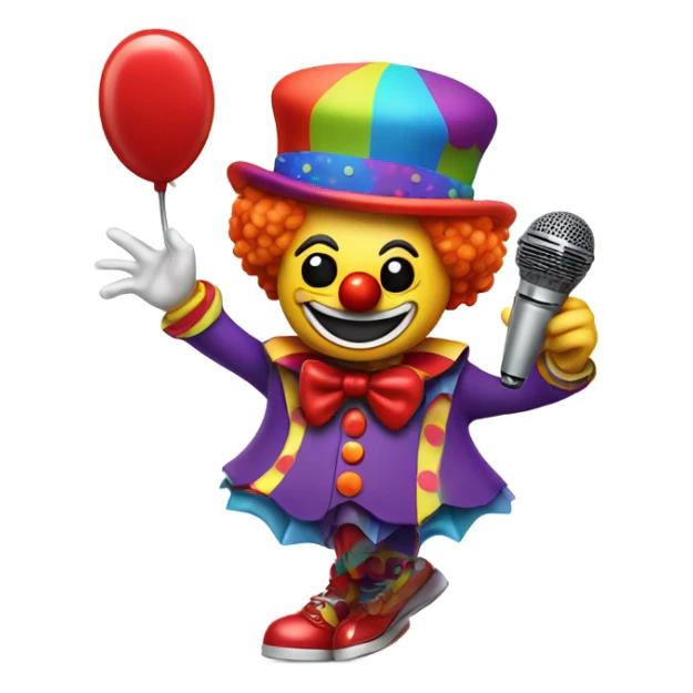Espresso dressed as a clown also dancing provocatively with a mic sticker