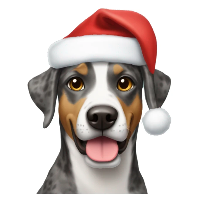 catahoula wearing santa hat sticker