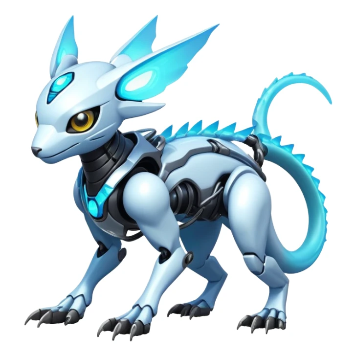  exotic futuristic modern cyber-Fakémon-Digimon-Trico-creature sticker