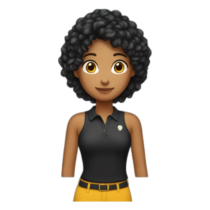 Chica pelo largo negro, polo blanco,cara de sorpresa sticker