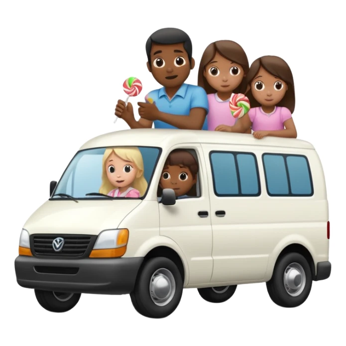 A black man forcing 3 little girls into a white van with candy sticker