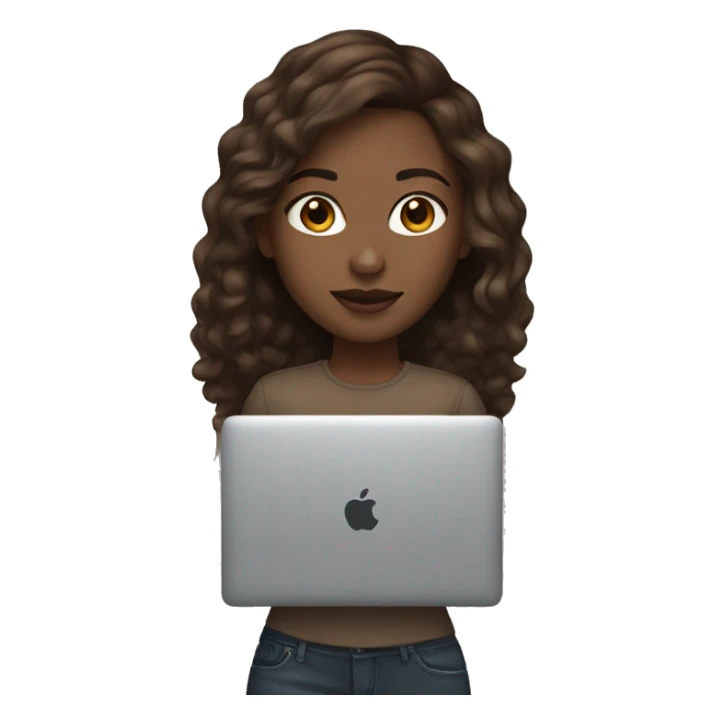 It girl with macbook and brown hair light skin sticker