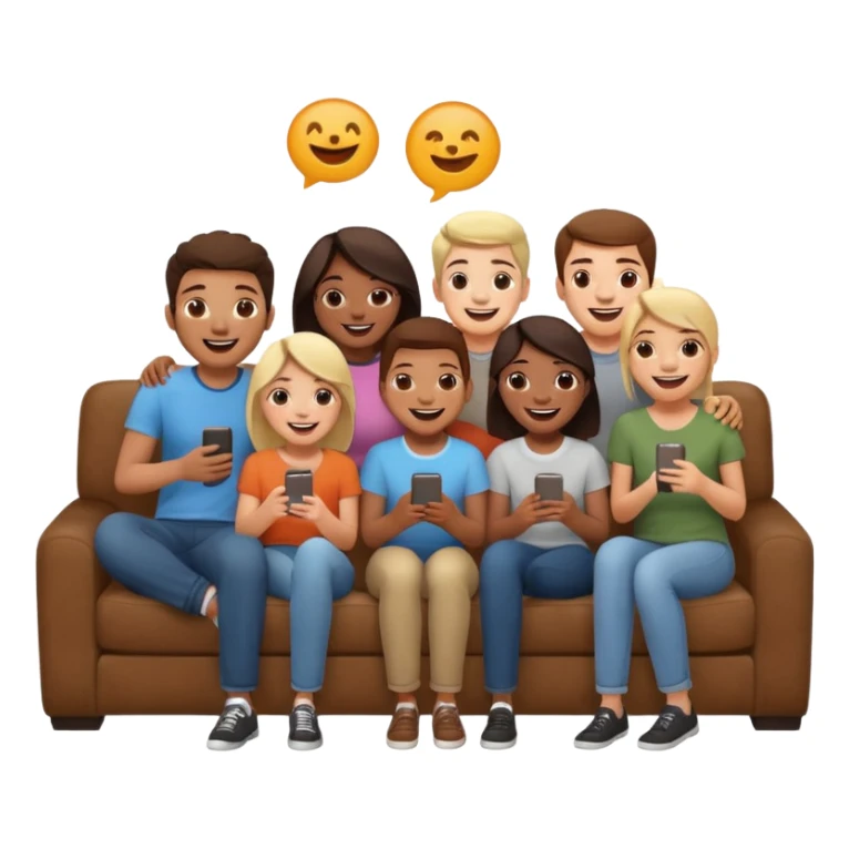 group of friends on couch having fun sticker