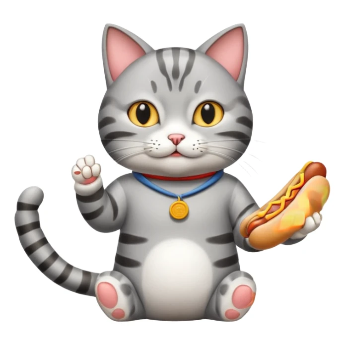 Cat doing tai chi eating hot dog sticker