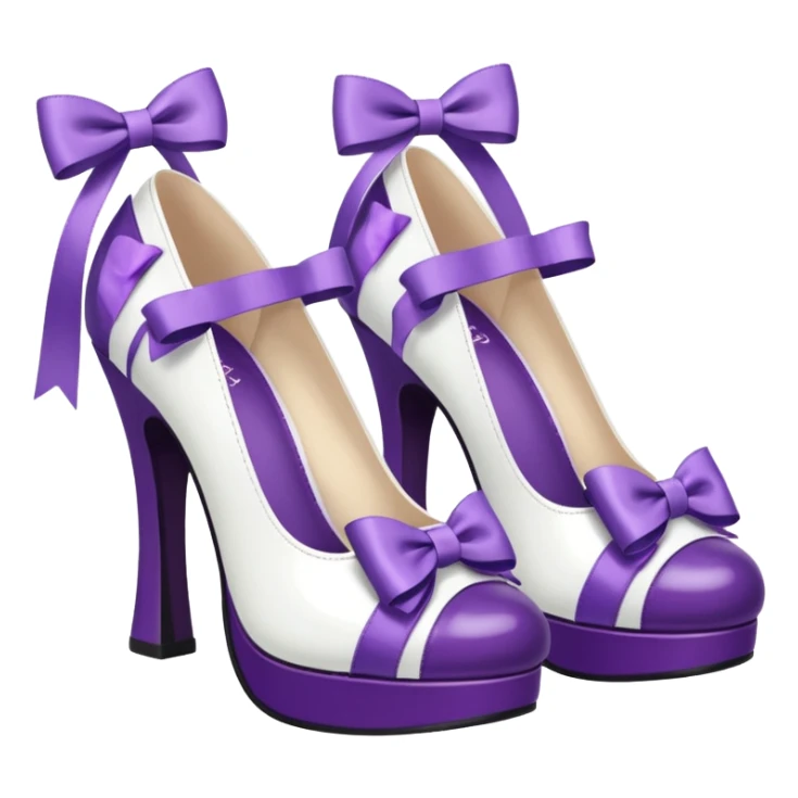 Lolita shoes, white and purple sticker