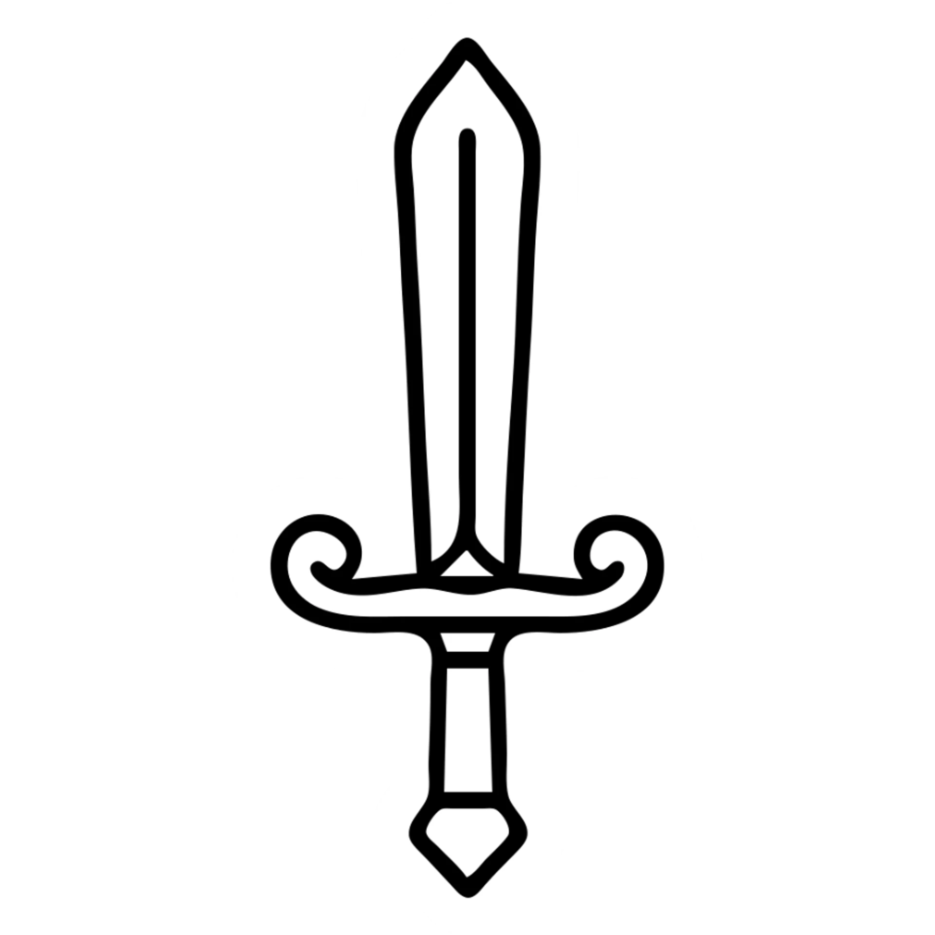 Simple golden sword outline, fantasy blade with decorative hilt sticker