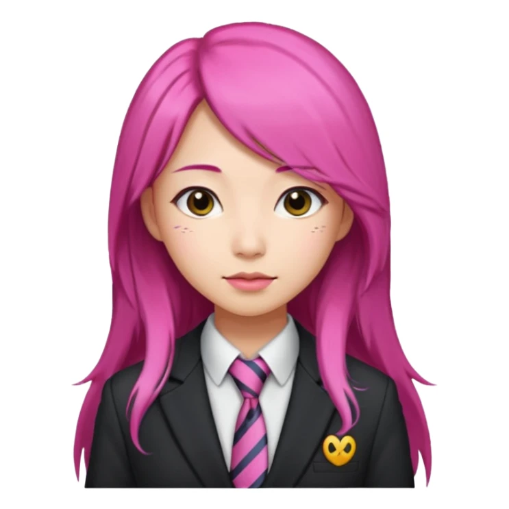 long black and pink haired asian woman with tie and blazer sticker