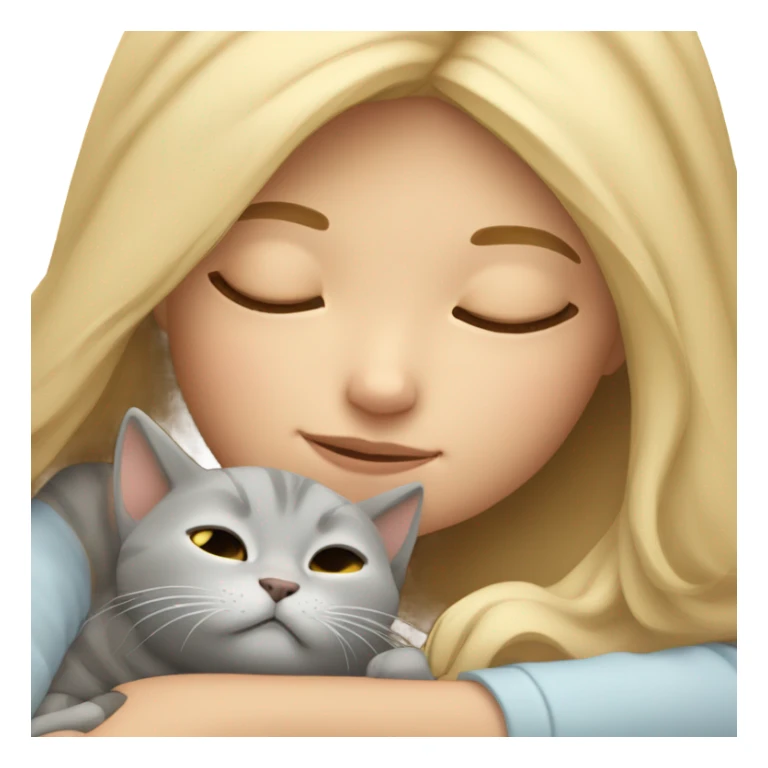 Blonde Sleeping beauty girl with grey kitty sticker