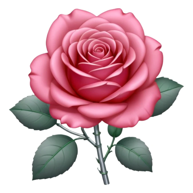 gray metal chrome rose, without green leaves, just flower sticker