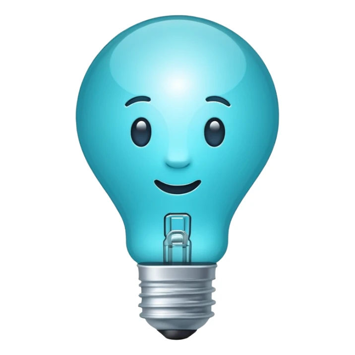 Light bulb icon, flat emoji style, outline with blue and turquoise colors sticker