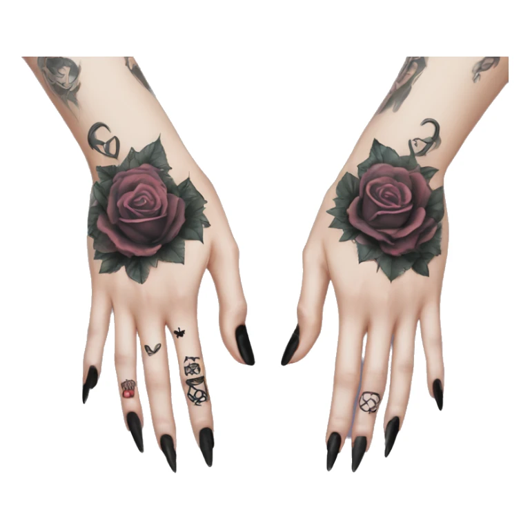 Feminine arm, black fingernails and gothic tattoos  sticker