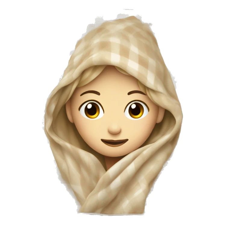 Beige clean girl folded plaid blanket  sticker