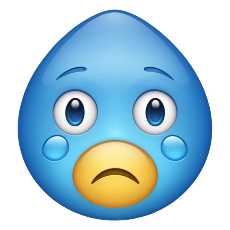 A realistic sad emoji that is color blue sticker