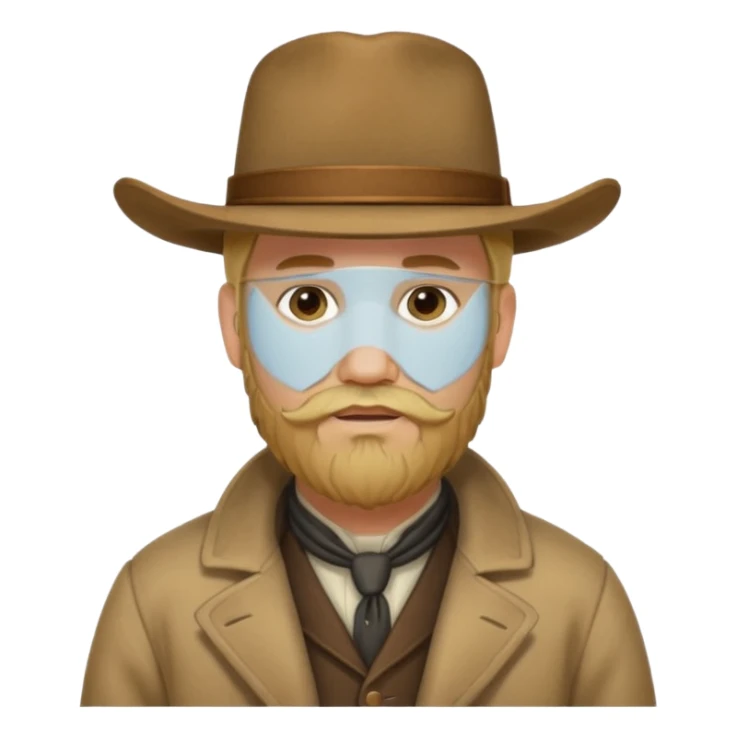 A blonde western man from America 1899 wild west with a hat and beard sticker