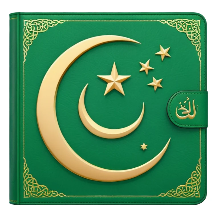 Closed Quran with the Islamic Symbol on it (moon and star) green sticker
