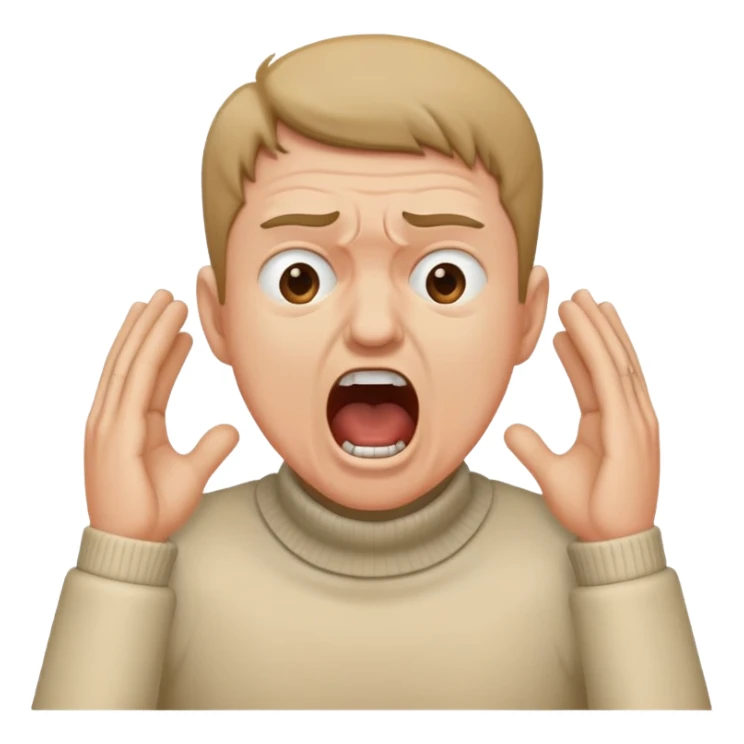 Man clutching his throat with both hands screaming suggesting he may be be having difficulty breathing sticker