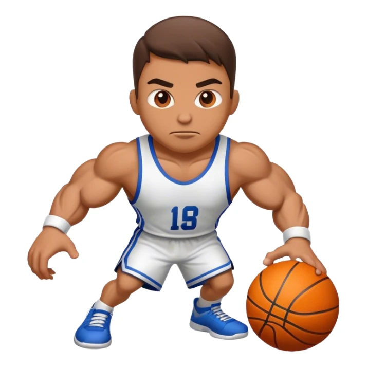Cartoonish basketball with muscles  sticker