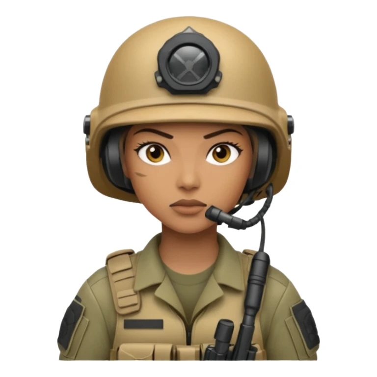 female special operations communications operator with combat gear head only sticker