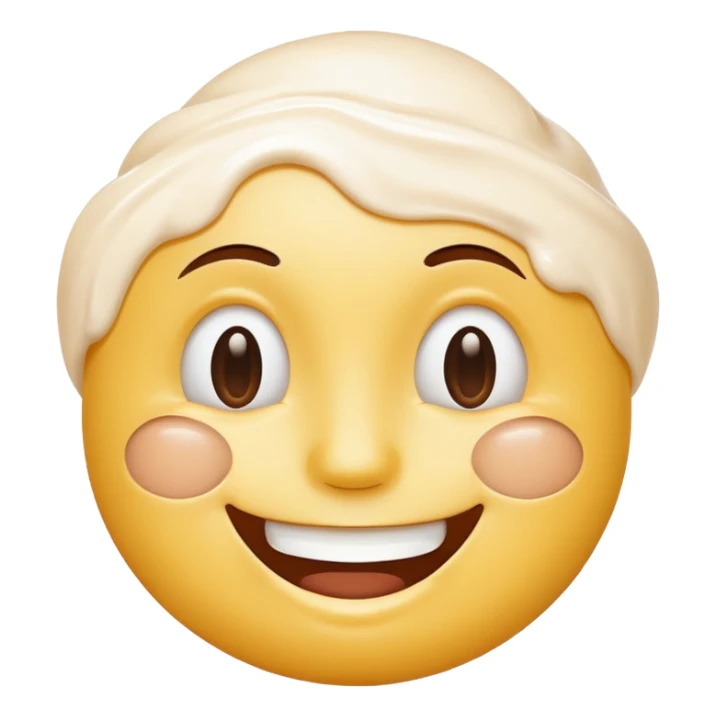 a smiley face with cream all over the face sticker