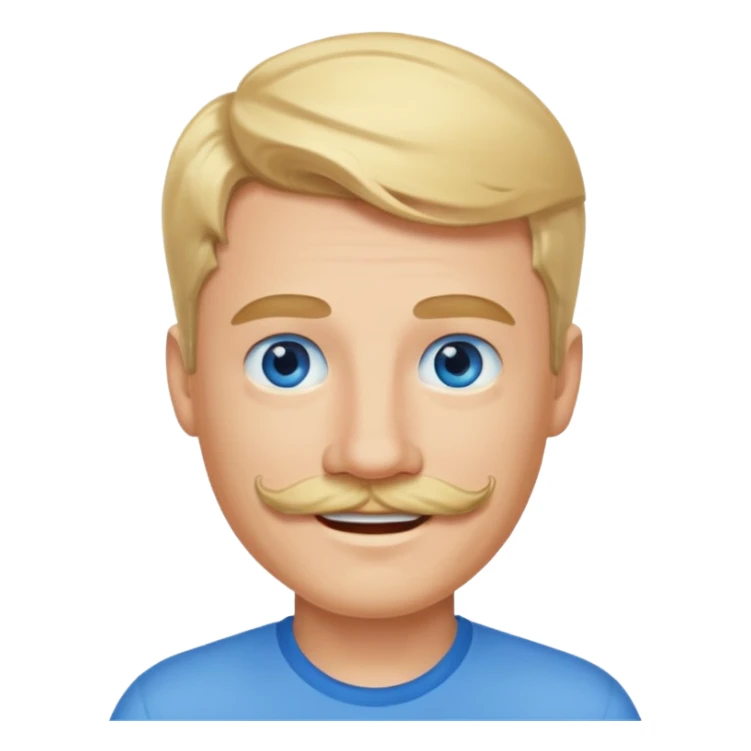 guy with blond hair, mustache, and blue eyes sticker