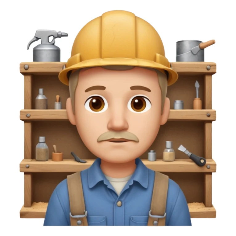 rustic carpenter portrait, head and shoulders only, wood dust on shoulders, rolled-up shirt collar, calm craftsman expression, warm workshop vibe, 3D cartoon, mobile game icon style, clean background, no text, no watermark
 sticker