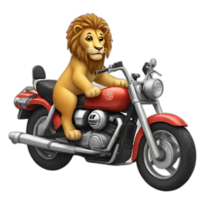 lion riding a motorbike sticker