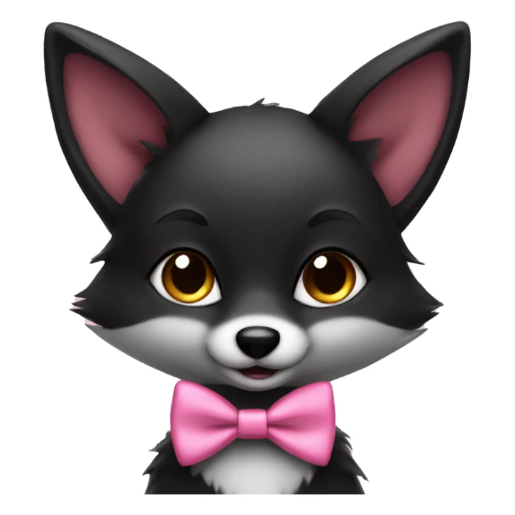 cute female black fox with pink bow tie sticker