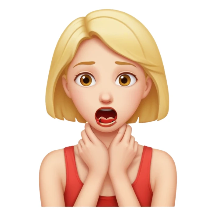 A women choking herself in a playful manner  sticker