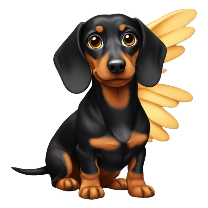 Black and tan dachshund with wings sticker