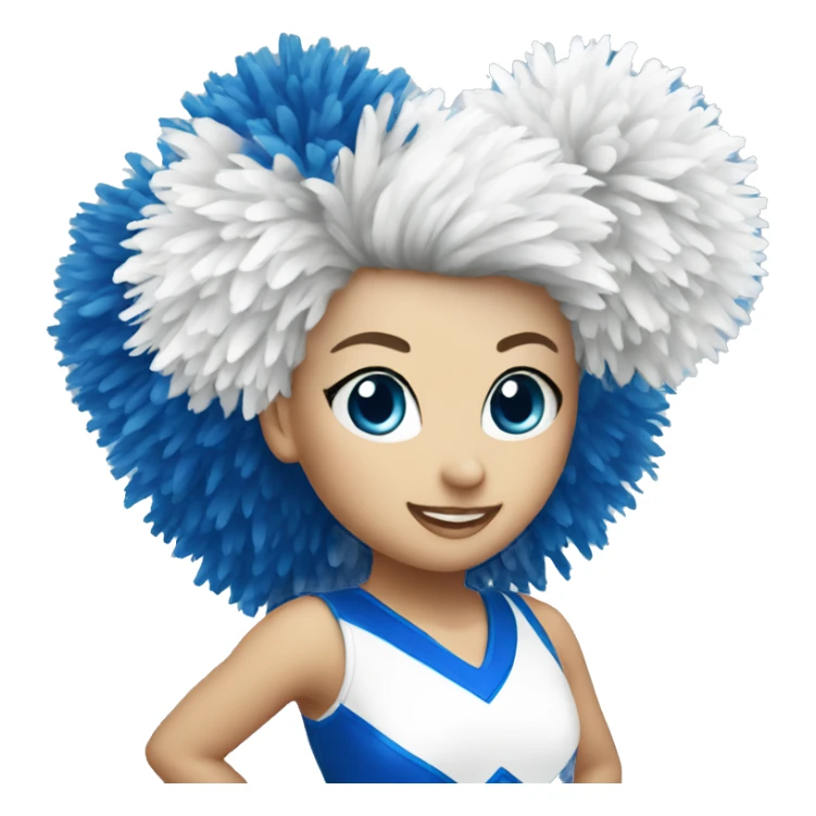Blue and white cheerleader pom poms sticker