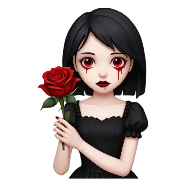 Bloody black rose emo girl sticker