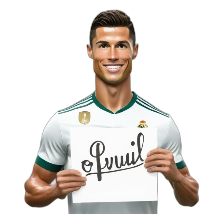 Cristiano Ronaldo holding a sign with Abdul Latif written on it sticker