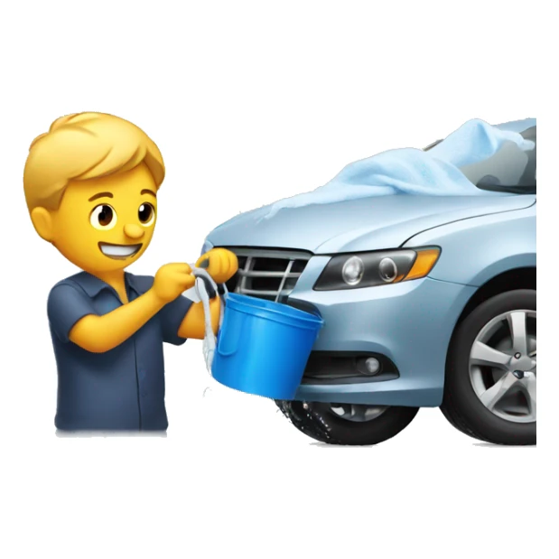 man washing a car with a bucket sticker