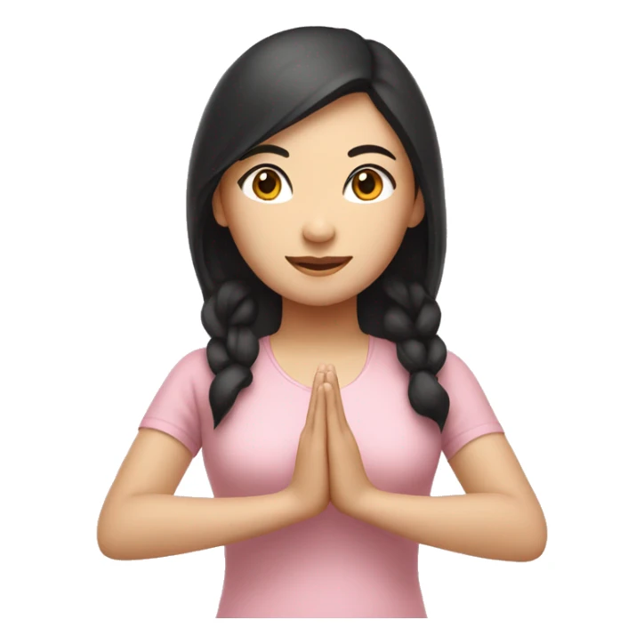 asian yoga girl light pink clothes black hair sticker