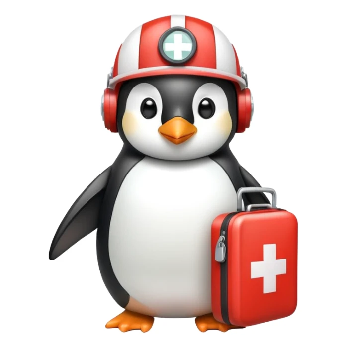 penguin medic with first aid kit and helmet sticker