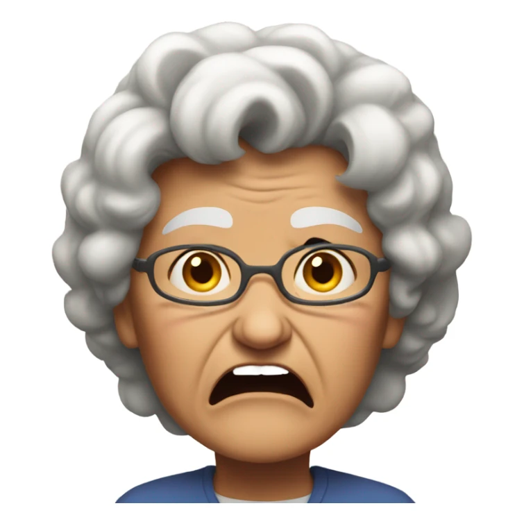 angry grandma, hard to hear sticker