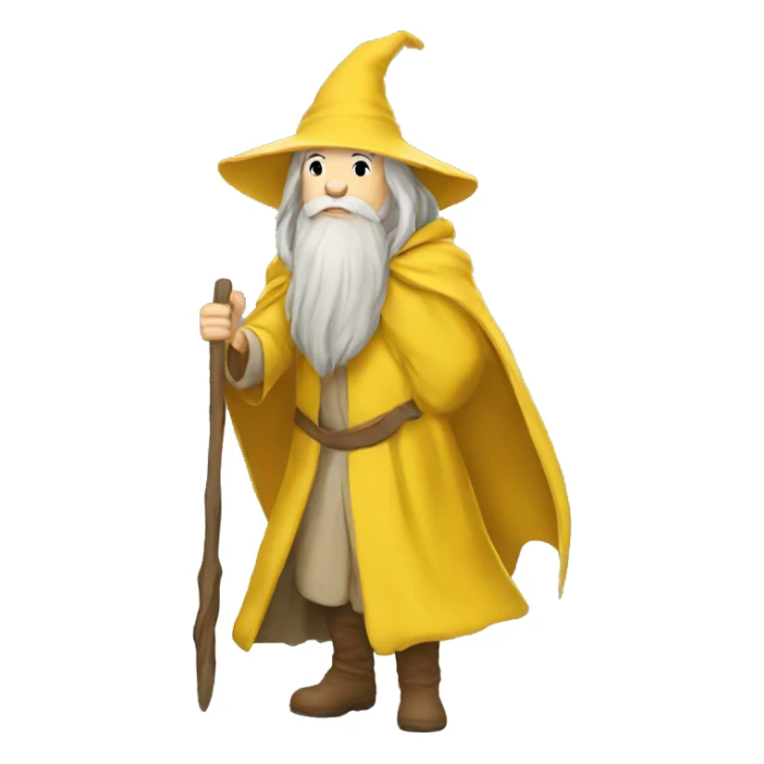 gandalf wearing yellow clothing leading the way sticker