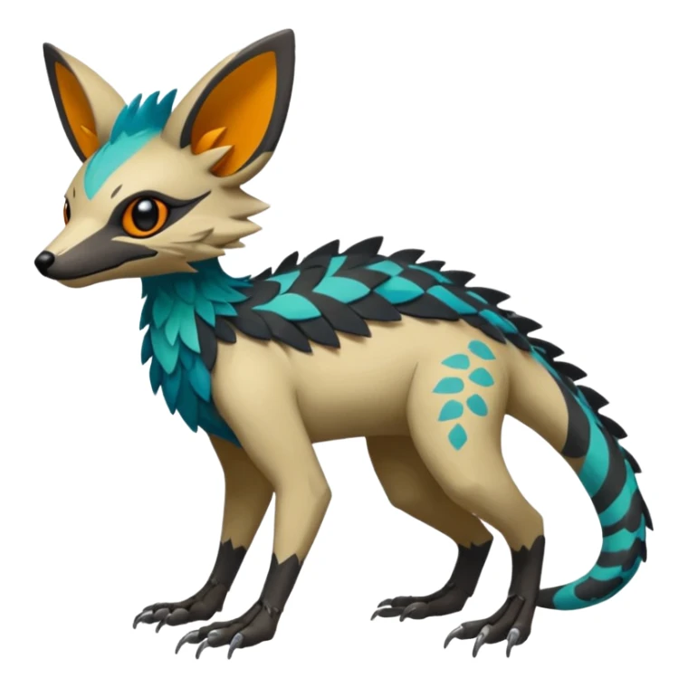 Rare realistic exotic edgy epic pretty beautiful handsome gorgeous aesthetic colorful vibrant Vernid-Trico-species-Fakemon-creature by LiLaiRa, 4 legs, random markings, (full body) sticker