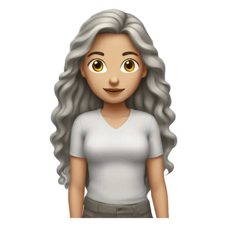 white women with long hair ruby color with gray tabby  sticker