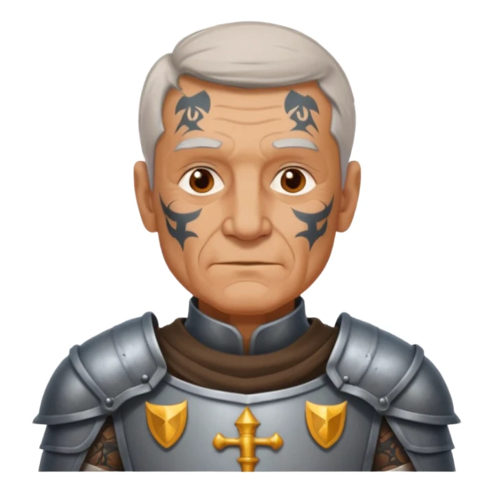elderly tattooed knight, tattooed shoulder sticker
