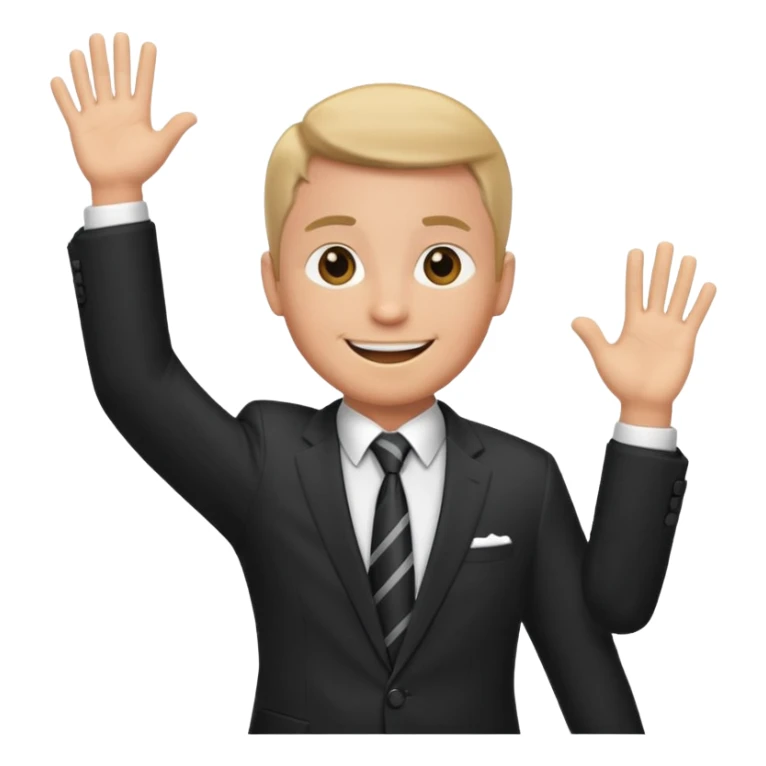 Hands up man meme put a suit on him with tie sticker