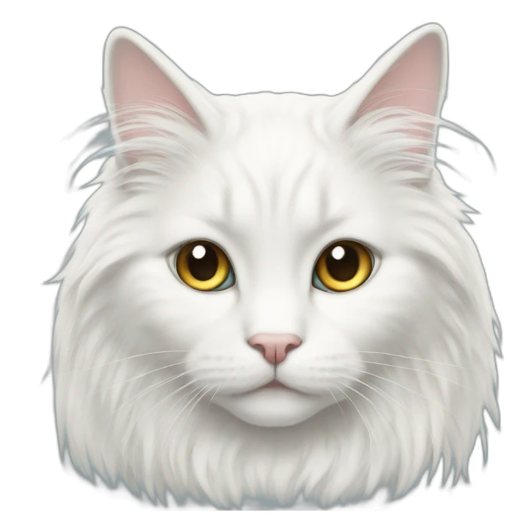 white longhair cat angel sticker