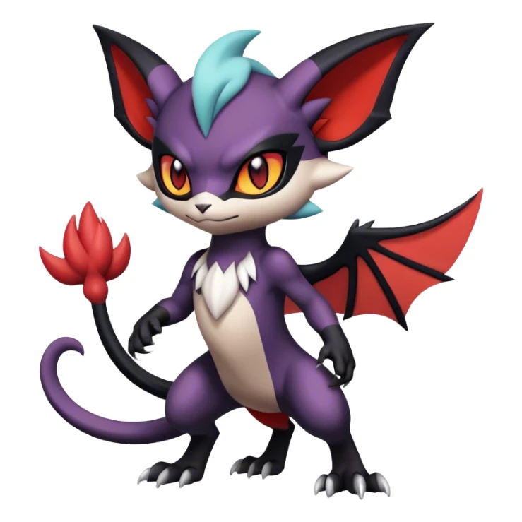 Edgy Cool Kawaii Litten-Noivern-Noibat-Absol-Pokémon Full Body sticker