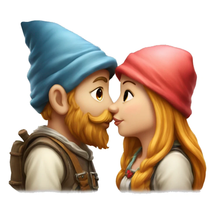 pretty gnome girl and gnome boy kissing sticker