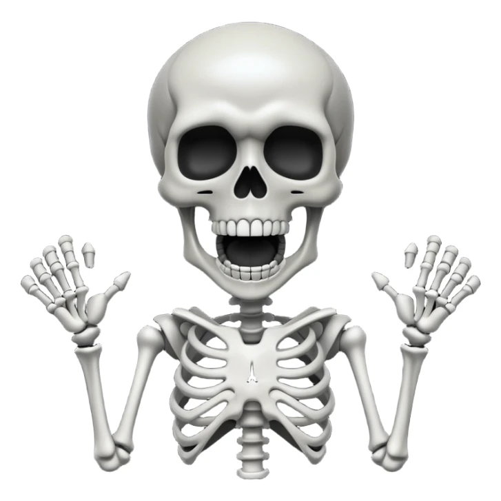 Skeleton super idol screaming and the background is pitch black and skeleton super idol is dark gray sticker