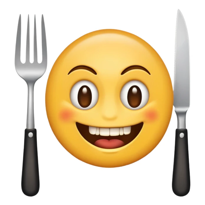 emoji smiley with a knife and fork psychopath sticker